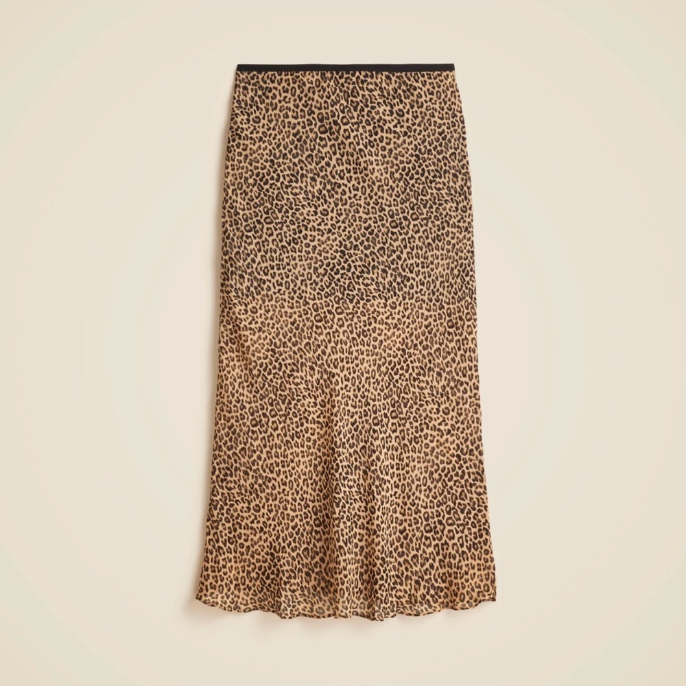 I Crew Gwwnyth chiffon Leopard Print Midi Skirt